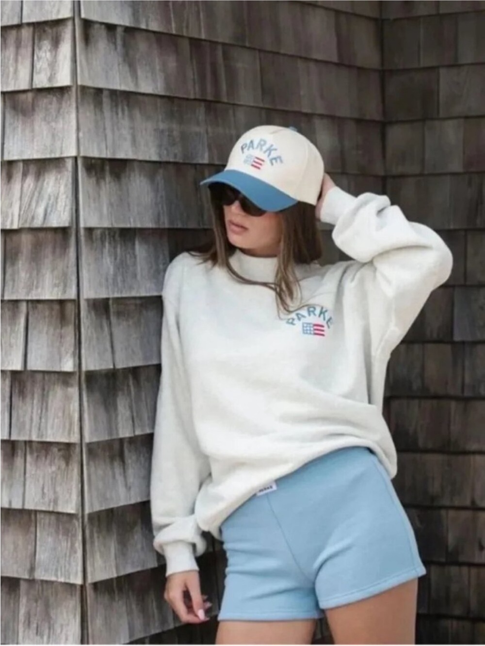 Parke Mock Neck Sweatshirt Embroidered Flag